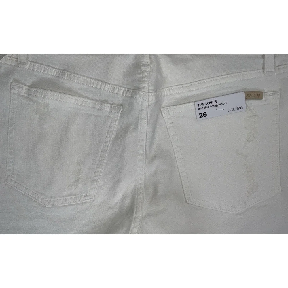 NWT Women's Joe's Jeans The Lover Mid‎ Rise Baggy Shorts Distressed White 28X3.5